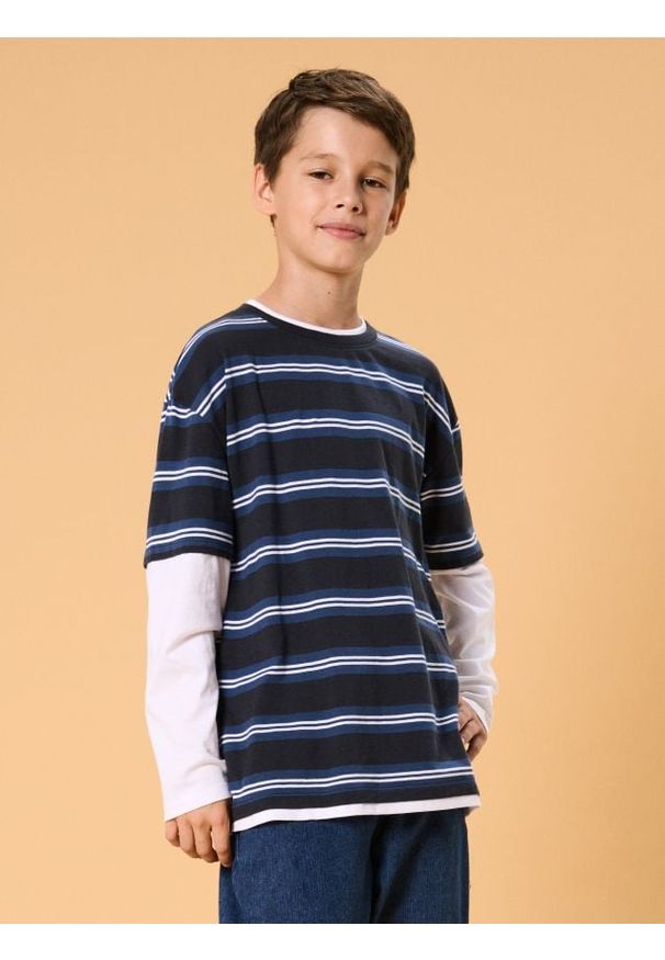 Sinsay - Bawełniana bluzka w paski - wielobarwny. Materiał: bawełna. Wzór: paski