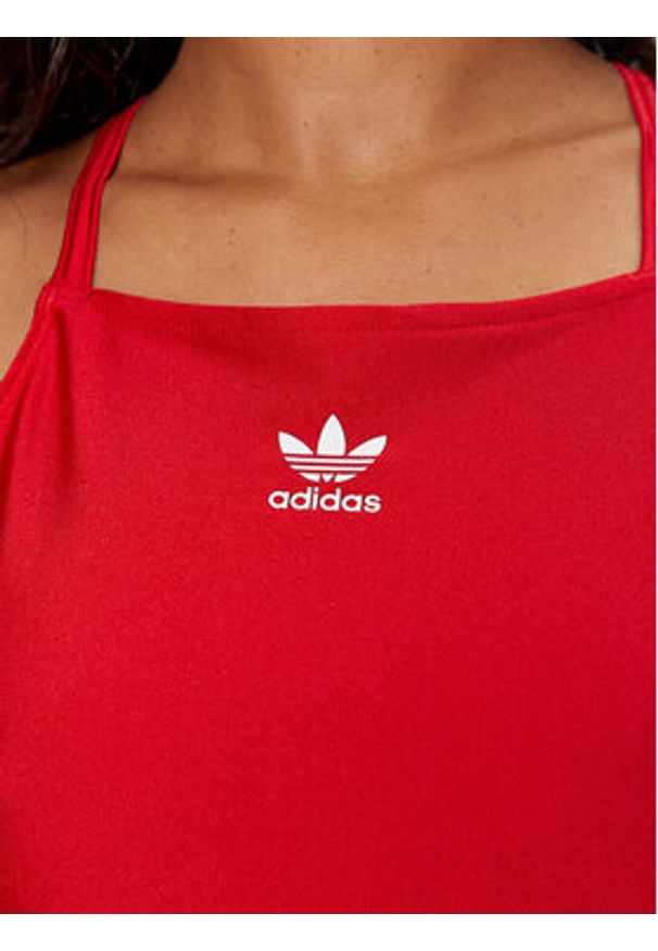 Adidas - adidas Body 3-Stripes IY7295 Czerwony Slim Fit. Kolor: czerwony. Materiał: syntetyk