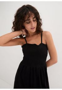 bonprix - Sukienka dżersejowa z czystej bawełny organicznej. Kolor: czarny. Materiał: jersey, bawełna. Długość rękawa: na ramiączkach #2