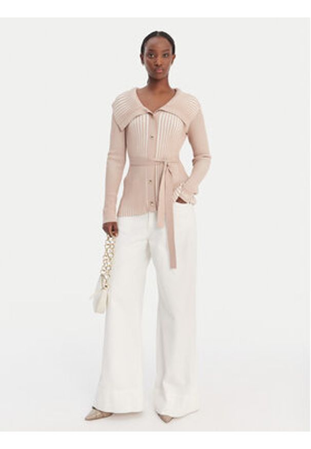 Liu Jo Sport Kardigan TA6116 MS55N Beżowy Regular Fit. Kolor: beżowy. Materiał: wiskoza. Styl: sportowy