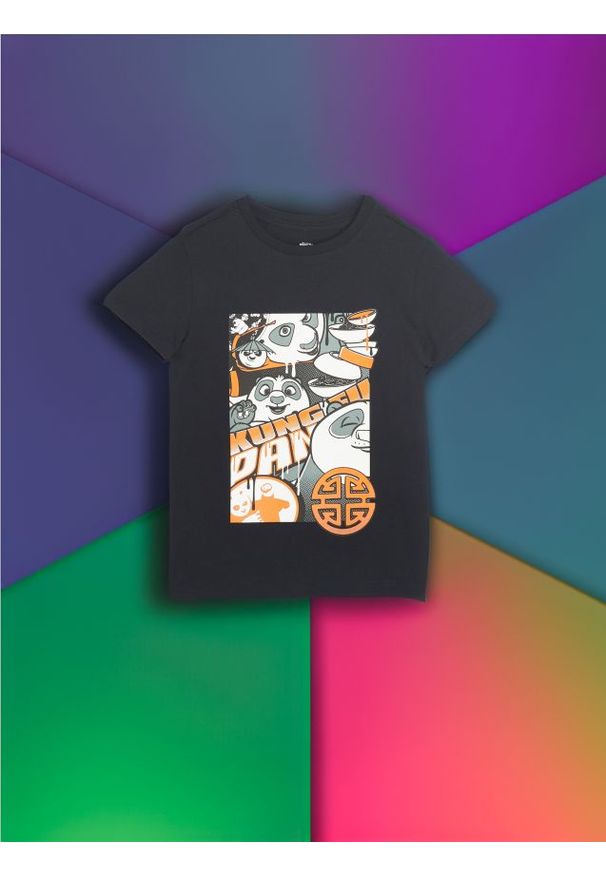 Sinsay - Koszulka Kung Fu Panda - czarny. Kolor: czarny. Materiał: bawełna. Wzór: nadruk