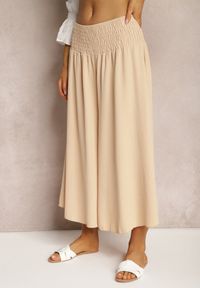 Renee - Jasnobeżowe Spodnie Szerokie Luźne High Waist Inestria. Stan: podwyższony. Kolor: beżowy #5