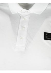 Les Hommes Koszulka Polo "Pique" | LKT500 731U | Slim Fit Pique Polo With Metal Logo | Mężczyzna | Biały. Typ kołnierza: polo. Kolor: biały. Materiał: bawełna #5