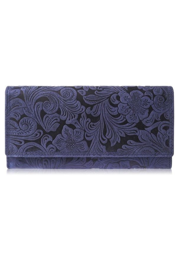 Portfel skórzany vintage PAOLO PERUZZI T-25-DB granatowy. Kolor: niebieski. Materiał: skóra