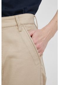 G-Star RAW - G-Star Raw spodnie bawełniane damskie kolor beżowy szerokie high waist. Stan: podwyższony. Kolor: beżowy. Materiał: bawełna