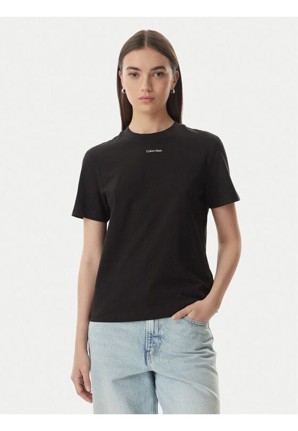 Calvin Klein T-Shirt Classic LV147C857G Czarny Regular Fit. Kolor: czarny. Materiał: bawełna
