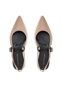 TOMMY HILFIGER - Tommy Hilfiger Sandały Leather Sling Back Ballerina FW0FW07772 Beżowy. Kolor: beżowy #6
