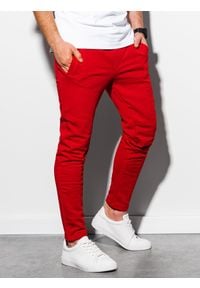 Ombre Clothing - Spodnie męskie dresowe - czerwone P1004 - L. Kolor: czerwony. Materiał: dresówka. Styl: klasyczny #4