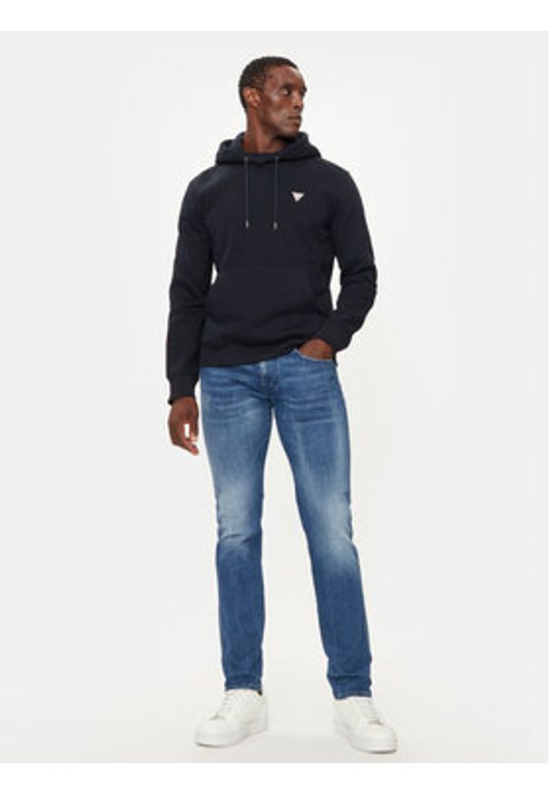 Guess Jeans Bluza M4YQ22 K9V31 Granatowy Regular Fit. Kolor: niebieski. Materiał: bawełna