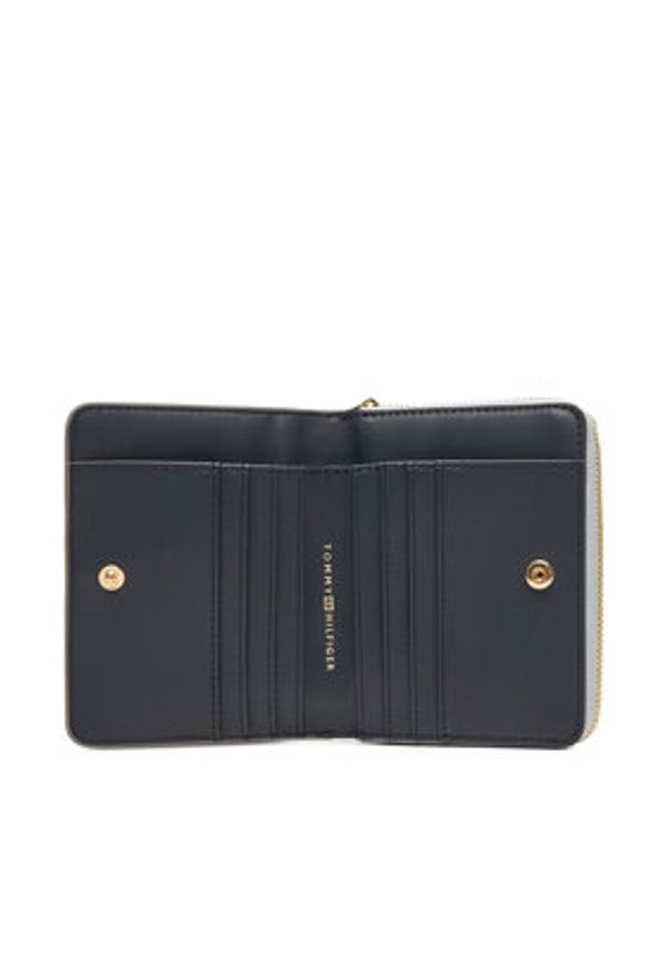 TOMMY HILFIGER - Tommy Hilfiger Mały Portfel Damski Med Za W/Flap Met AW0AW18037 Srebrny. Kolor: srebrny. Materiał: skóra