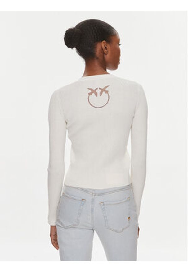 Pinko Kardigan Tilacino 102018 A1KW Écru Slim Fit. Materiał: bawełna, jedwab