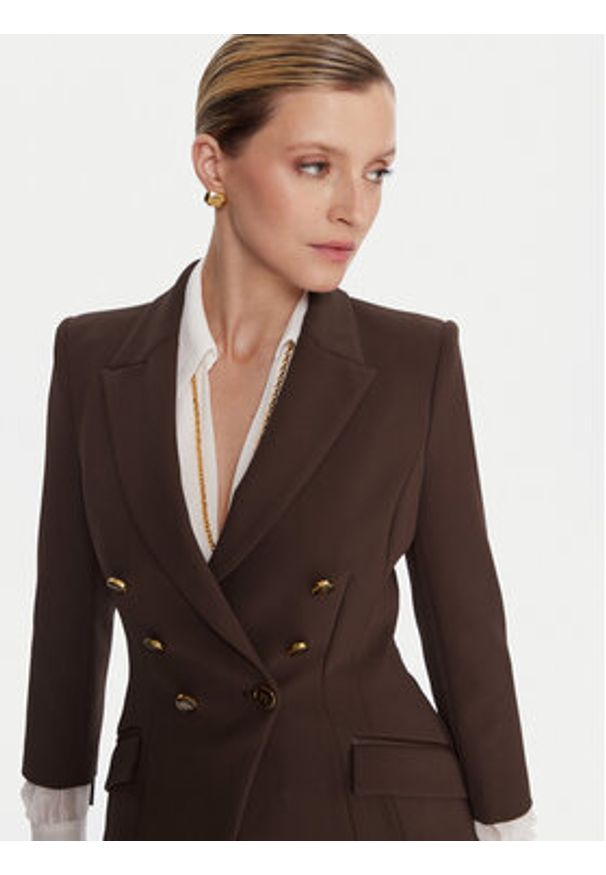 Elisabetta Franchi Marynarka GI-174-56E2-V660 Brązowy Regular Fit. Kolor: brązowy. Materiał: syntetyk