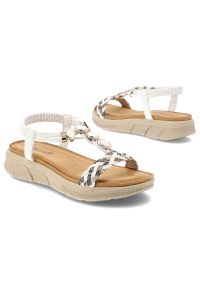 Sandały damskie Artiker, cholewka z materiału elastyczny pasek na pięcie plecione detale, białe, 58C0003. Zapięcie: pasek. Kolor: biały. Materiał: materiał #7
