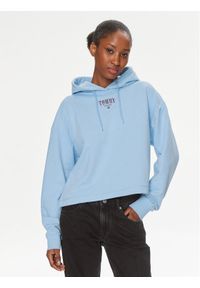 Tommy Jeans Bluza Essential Logo DW0DW17797 Błękitny Relaxed Fit. Kolor: niebieski. Materiał: syntetyk