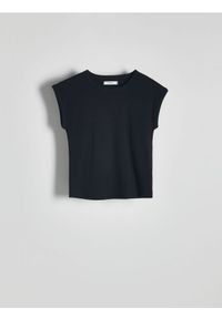 Reserved - T-shirt kimono - czarny. Kolor: czarny. Materiał: dzianina, bawełna
