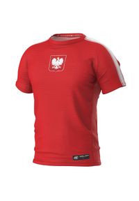 Koszulka Techniczna Sportowa Męska EXTREME HOBBY POLSKA 2024. Kolor: czerwony. Materiał: elastan, poliester. Długość rękawa: krótki rękaw. Długość: krótkie. Sport: fitness, kolarstwo