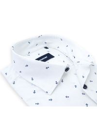 Mmer / Villaro - Koszule męskie - Unikatowa biała koszula męska we wzorek G083. Kolor: biały. Materiał: bawełna, elastan, tkanina. Długość: długie #1