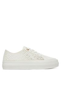 TOMMY HILFIGER - Tommy Hilfiger Sneakersy Vulc Embroidered Sneaker FW0FW08685 Biały. Kolor: biały. Materiał: materiał