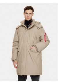 Alpha Industries Parka 148124 Brązowy Regular Fit. Kolor: brązowy. Materiał: bawełna