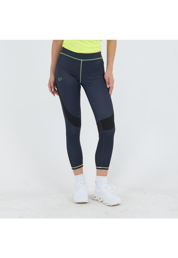 ELPLAYER - Leggins treningowe damskie WRIST. Kolor: szary, wielokolorowy, żółty. Materiał: poliester, materiał. Wzór: nadruk. Sport: fitness
