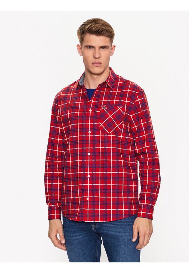 Tommy Jeans Koszula Small Check DM0DM16608 Czerwony Regular Fit. Kolor: czerwony. Materiał: bawełna