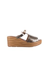 Koturny Bayla-161 066 472 Złoty, Skóra naturalna - 40. Kolor: złoty. Materiał: skóra. Szerokość cholewki: normalna. Sezon: lato. Obcas: na koturnie #1