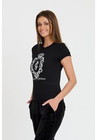 Juicy Couture - JUICY COUTURE Czarny damski t-shirt Heritage Crest Fitted, Rozmiar S. Kolor: czarny #5