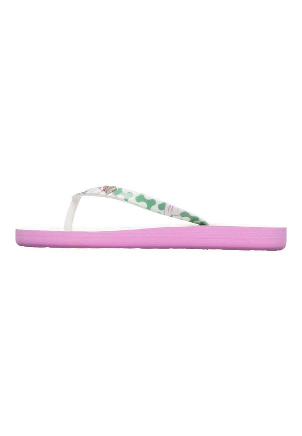 Roxy - Sandały dla Dziewczynki PEBBLES Różowy. Kolor: zielony. Materiał: guma, syntetyk. Wzór: paski, nadruk. Styl: sportowy