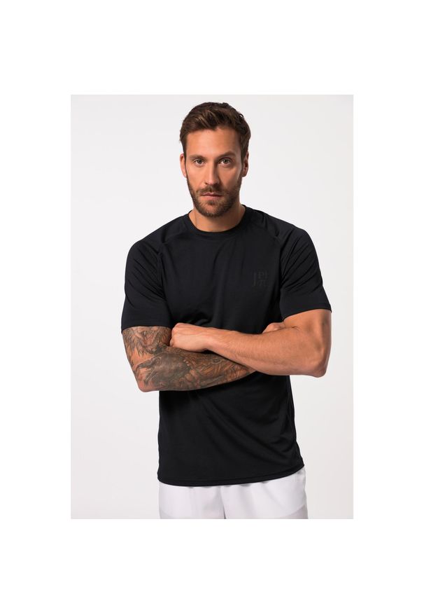 JAY-PI - Męski T-shirt tenis rękaw 1/2 boczne nadruki materiał szybkoschnący. Kolekcja: plus size. Kolor: niebieski. Materiał: poliester, materiał, elastan. Wzór: nadruk. Sport: tenis
