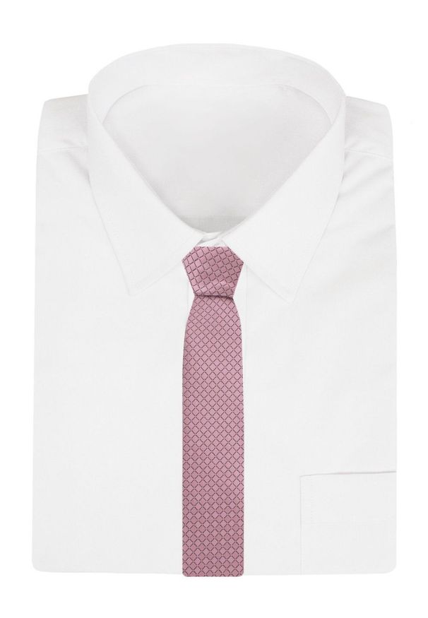 Krawat Męski - Angelo di Monti - Różowy z Drobnym Wzorem. Kolor: różowy. Materiał: tkanina. Styl: elegancki, wizytowy