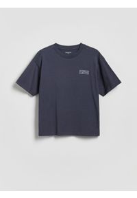 Reserved - Bawełniany t-shirt - granatowy. Kolor: niebieski. Materiał: bawełna #1