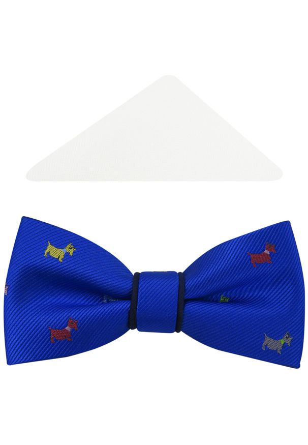 Modini - Niebiesko-granatowa mucha w psy A139. Kolor: niebieski. Materiał: poliester, tkanina. Styl: elegancki