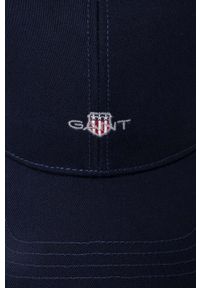 GANT - Gant czapka z daszkiem bawełniana kolor granatowy z aplikacją. Kolor: niebieski. Materiał: bawełna. Wzór: aplikacja #3