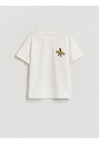 Reserved - Bawełniany t-shirt z nadrukiem - biały. Kolor: biały. Materiał: bawełna. Wzór: nadruk #1
