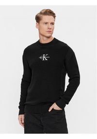 Calvin Klein Jeans Sweter Monologo J30J324599 Czarny Regular Fit. Kolor: czarny. Materiał: bawełna