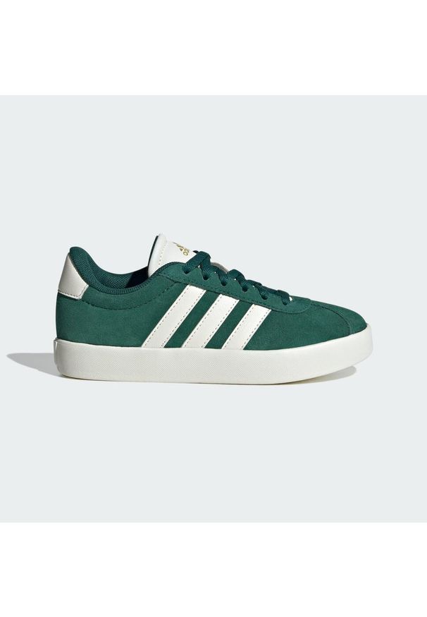 Adidas - Buty VL Court 3.0 Kids. Kolor: żółty, biały, wielokolorowy, zielony. Materiał: zamsz, materiał
