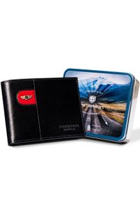 Duży portfel męski ze skóry naturalnej z systemem RFID - Peterson. Materiał: skóra. Wzór: gładki