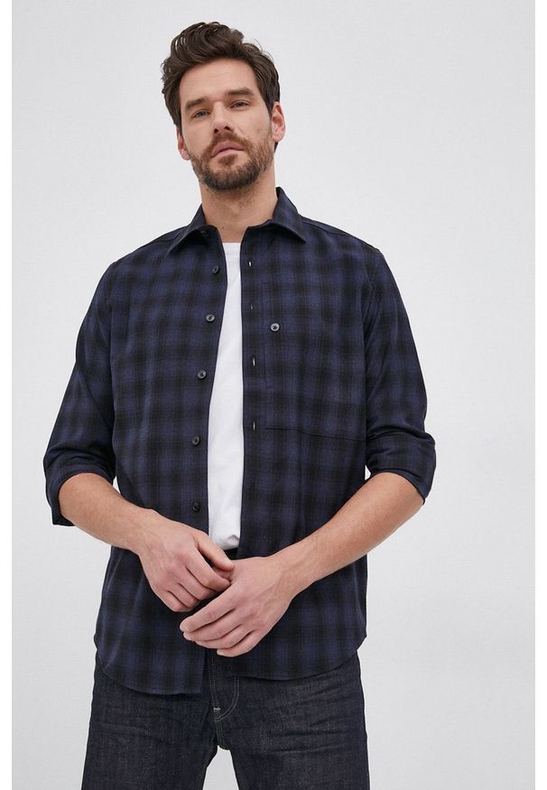 G-Star RAW - G-Star Raw Koszula wełniana męska regular z kołnierzykiem klasycznym. Okazja: na co dzień. Typ kołnierza: kołnierzyk klasyczny. Kolor: niebieski. Materiał: wełna. Długość rękawa: długi rękaw. Długość: długie. Styl: klasyczny
