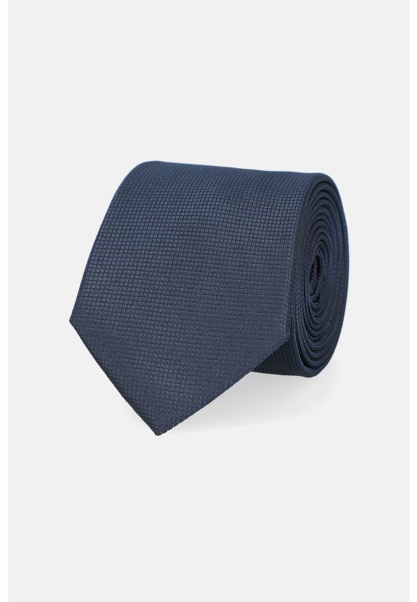 Lancerto - Krawat Granatowy w Kratkę. Kolor: niebieski. Materiał: mikrofibra. Wzór: kratka