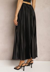 Renee - Czarna Plisowana Spódnica Maxi z Gumką w Talii Lirendil. Kolor: czarny. Styl: elegancki