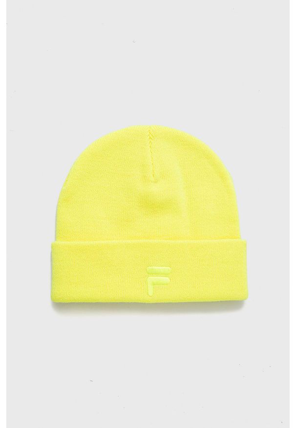 Fila czapka kolor żółty z grubej dzianiny. Kolor: żółty. Materiał: dzianina