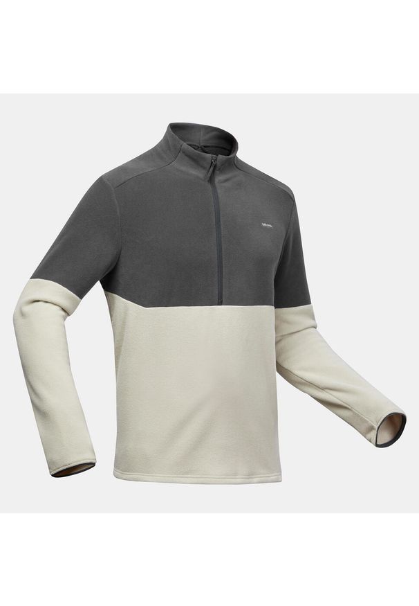 quechua - Polar turystyczny męski Quechua MH500. Kolor: szary, wielokolorowy, beżowy. Materiał: poliester, materiał. Sport: turystyka piesza