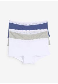 bonprix - Figi panty z koronką (5 par). Kolor: niebieski. Materiał: koronka. Wzór: koronka