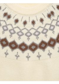 Big-Star - Sweter damski z skandynawskim wzorem kremowy Skandia 102. Okazja: na co dzień. Kolor: kremowy. Materiał: dzianina. Wzór: ze splotem. Styl: wizytowy, casual, elegancki