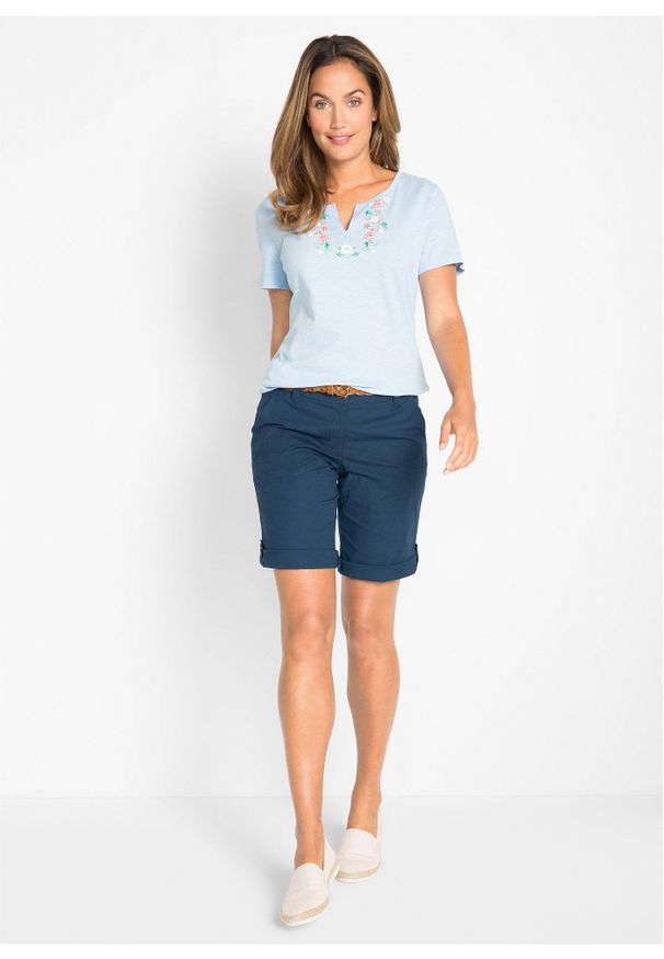 bonprix - Bermudy ze stretchem. Kolor: niebieski