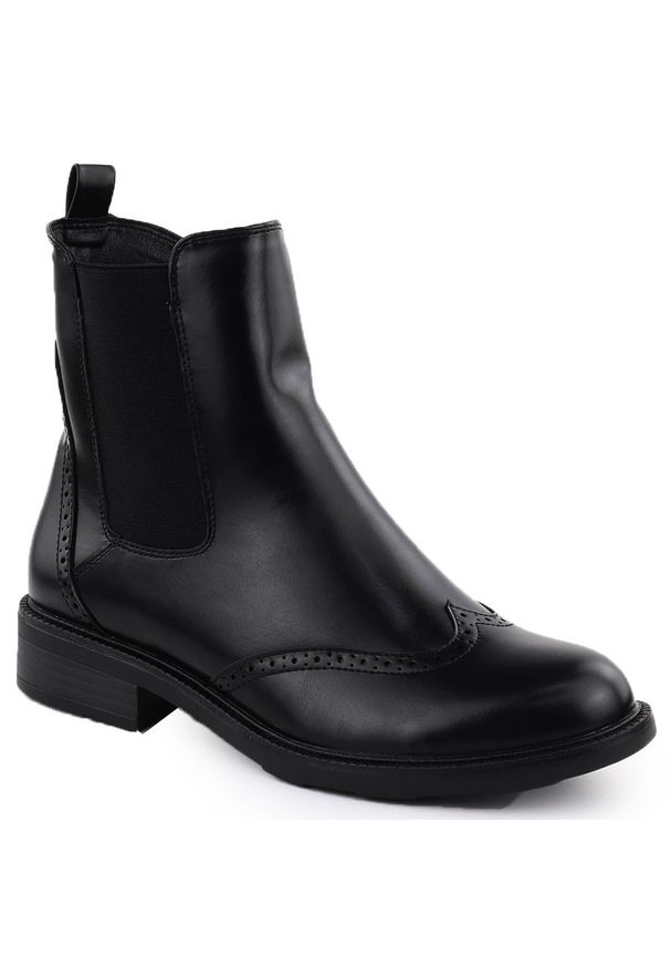 POTOCKI - Botki damskie ocieplane sztyblety czarne Potocki SZ12686. Kolor: czarny. Materiał: skóra ekologiczna. Styl: elegancki