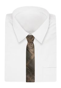 Męski Krawat Angelo di Monti - Brązowy z Wzorem. Kolor: brązowy, beżowy, wielokolorowy. Materiał: tkanina. Styl: elegancki, wizytowy