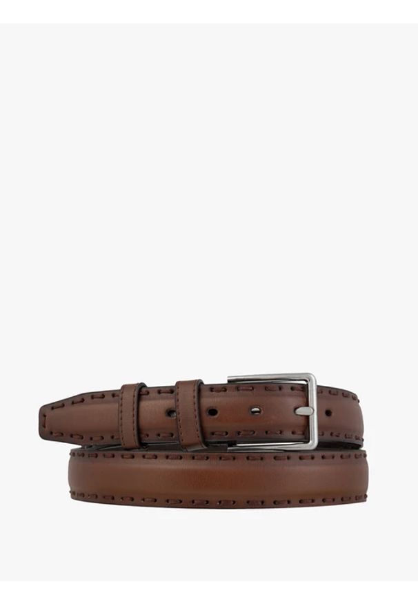 Ryłko - Brązowy pasek ze skóry licowej. Kolor: brązowy. Materiał: skóra. Styl: casual, street, klasyczny