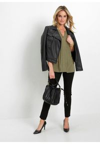 bonprix - Bluzka tunikowa z lejącej wiskozy. Kolor: zielony. Materiał: wiskoza. Styl: elegancki #2