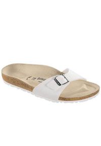 Klapki damskie Birkenstock Madrid BS. Zapięcie: bez zapięcia. Kolor: biały, wielokolorowy. Materiał: materiał, syntetyk. Szerokość cholewki: normalna. Sport: turystyka piesza